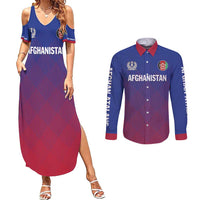 Custom Afghanistan Cricket Afghan Atalan Couples Matching Summer Maxi Dress and Long Sleeve Button Shirt Glorious Nation Victorious Team