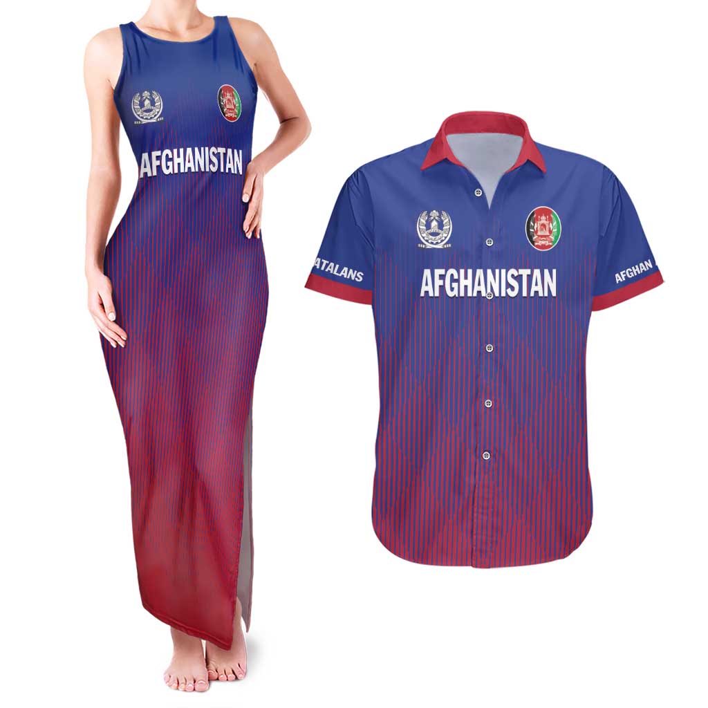 Custom Afghanistan Cricket Afghan Atalan Couples Matching Tank Maxi Dress and Hawaiian Shirt Glorious Nation Victorious Team