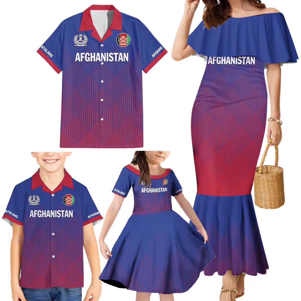 Custom Afghanistan Cricket Afghan Atalan Family Matching Mermaid Dress and Hawaiian Shirt Glorious Nation Victorious Team