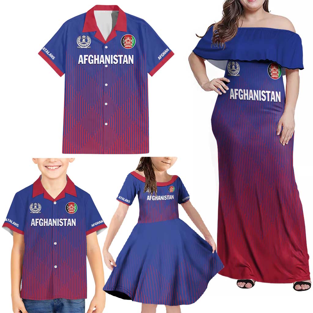 Custom Afghanistan Cricket Afghan Atalan Family Matching Off Shoulder Maxi Dress and Hawaiian Shirt Glorious Nation Victorious Team