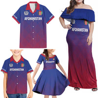 Custom Afghanistan Cricket Afghan Atalan Family Matching Off Shoulder Maxi Dress and Hawaiian Shirt Glorious Nation Victorious Team