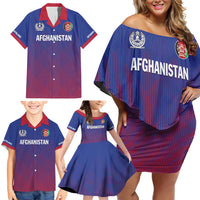 Custom Afghanistan Cricket Afghan Atalan Family Matching Off Shoulder Short Dress and Hawaiian Shirt Glorious Nation Victorious Team