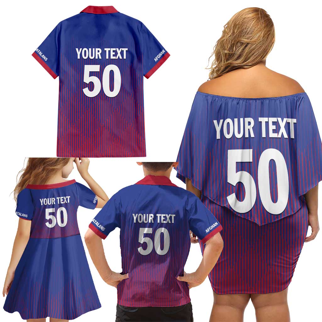 Custom Afghanistan Cricket Afghan Atalan Family Matching Off Shoulder Short Dress and Hawaiian Shirt Glorious Nation Victorious Team