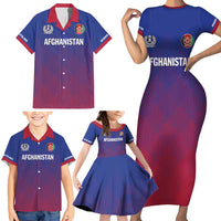 Custom Afghanistan Cricket Afghan Atalan Family Matching Short Sleeve Bodycon Dress and Hawaiian Shirt Glorious Nation Victorious Team