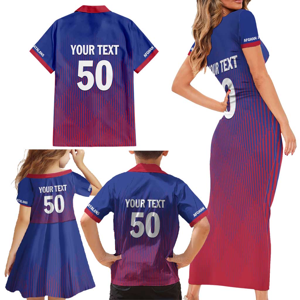 Custom Afghanistan Cricket Afghan Atalan Family Matching Short Sleeve Bodycon Dress and Hawaiian Shirt Glorious Nation Victorious Team