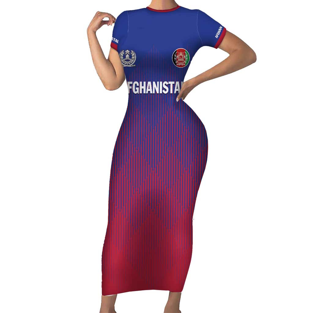 Custom Afghanistan Cricket Afghan Atalan Short Sleeve Bodycon Dress Glorious Nation Victorious Team