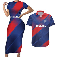 Custom England Cricket Couples Matching Short Sleeve Bodycon Dress and Hawaiian Shirt Come On Three Lions