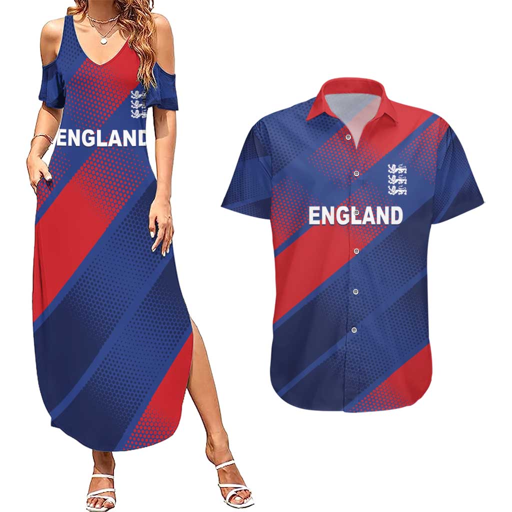 Custom England Cricket Couples Matching Summer Maxi Dress and Hawaiian Shirt Come On Three Lions