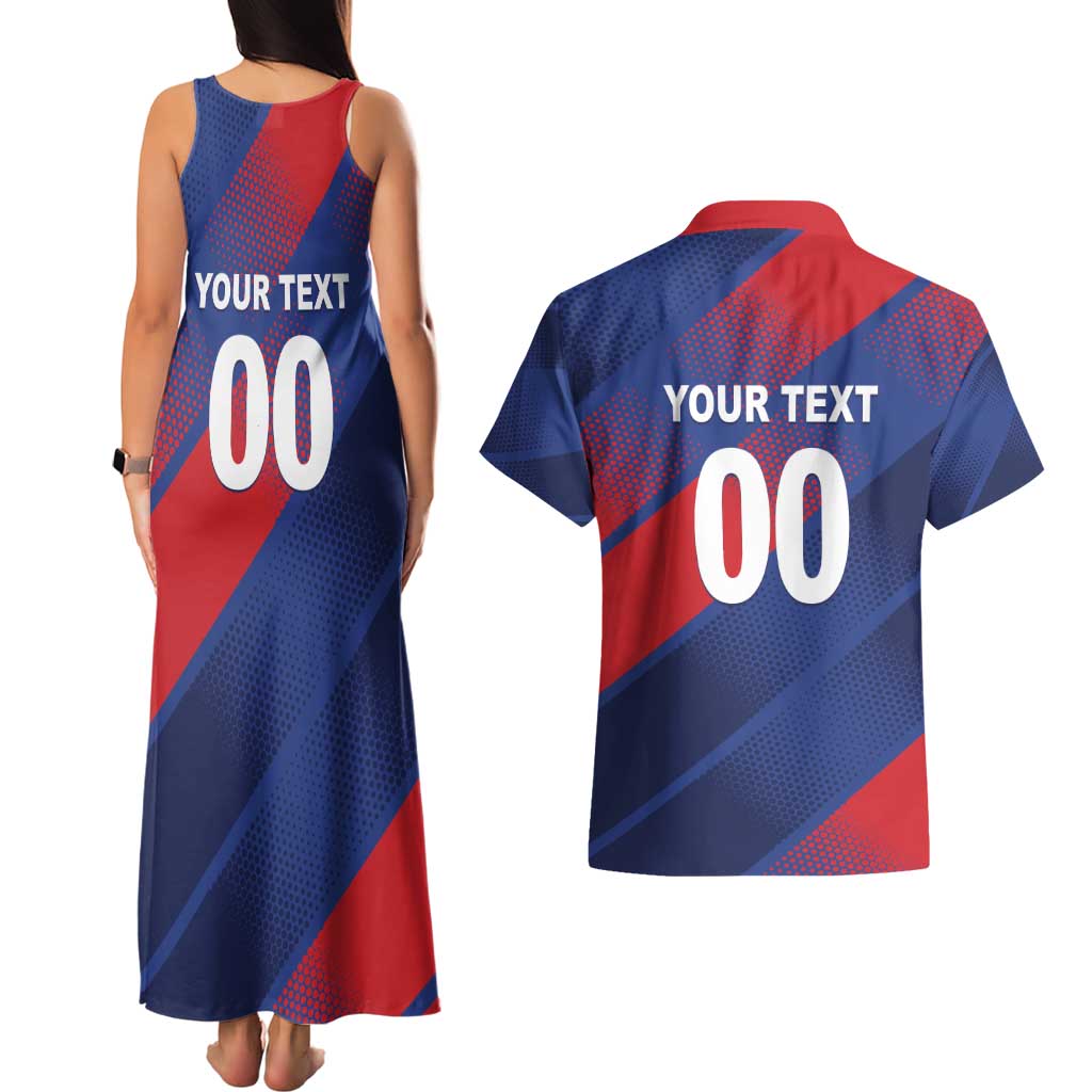 Custom England Cricket Couples Matching Tank Maxi Dress and Hawaiian Shirt Come On Three Lions