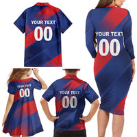 Custom England Cricket Family Matching Long Sleeve Bodycon Dress and Hawaiian Shirt Come On Three Lions