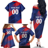 Custom England Cricket Family Matching Off The Shoulder Long Sleeve Dress and Hawaiian Shirt Come On Three Lions