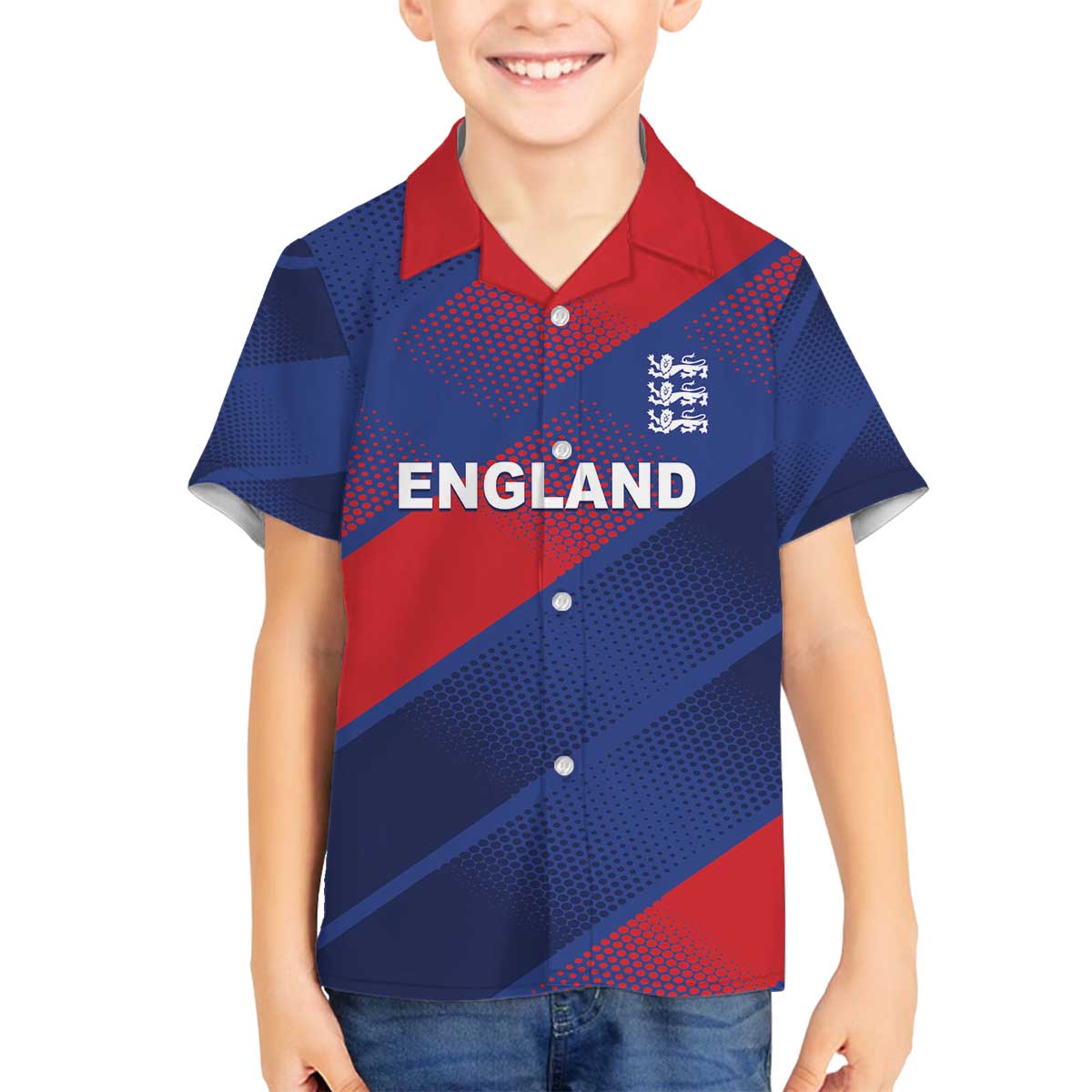 Custom England Cricket Family Matching Off The Shoulder Long Sleeve Dress and Hawaiian Shirt Come On Three Lions
