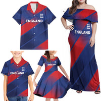 Custom England Cricket Family Matching Off Shoulder Maxi Dress and Hawaiian Shirt Come On Three Lions