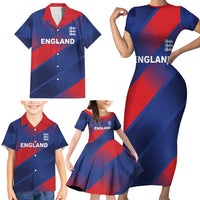 Custom England Cricket Family Matching Short Sleeve Bodycon Dress and Hawaiian Shirt Come On Three Lions