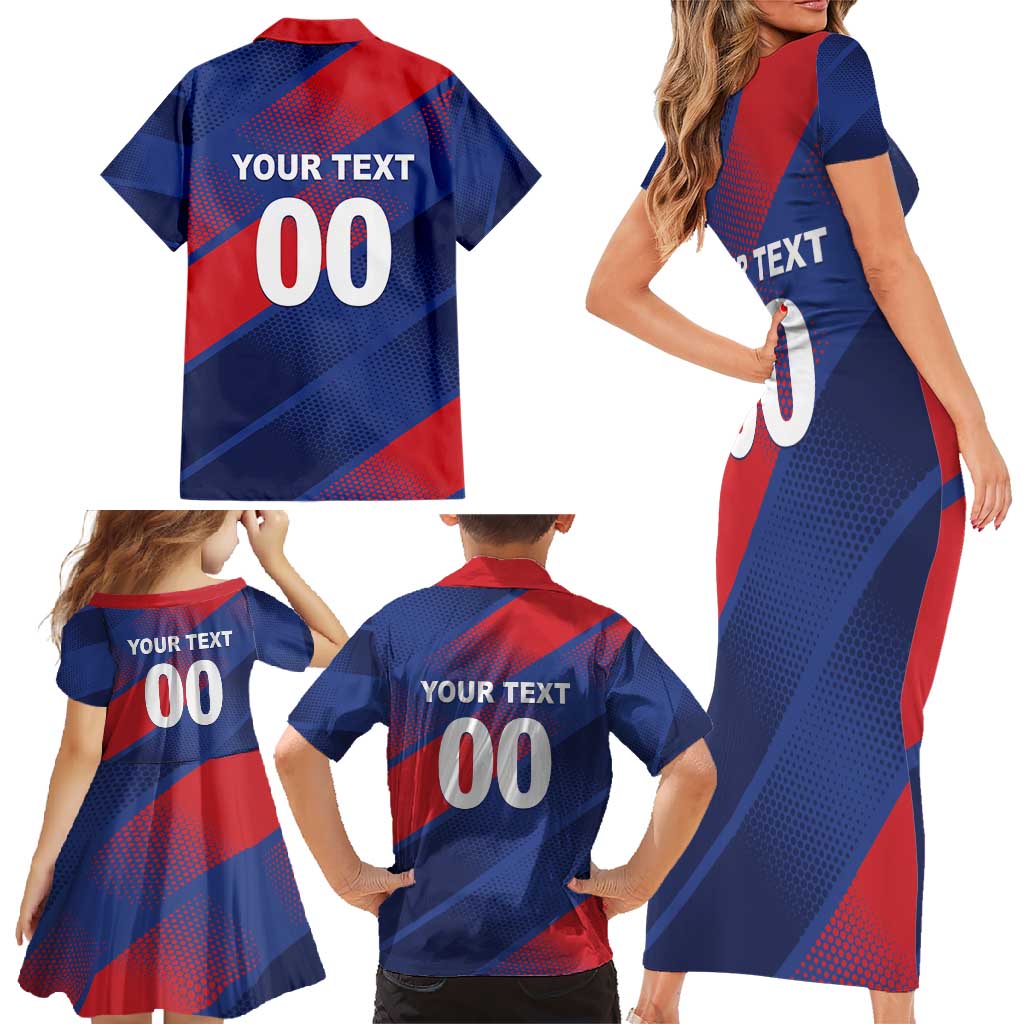 Custom England Cricket Family Matching Short Sleeve Bodycon Dress and Hawaiian Shirt Come On Three Lions