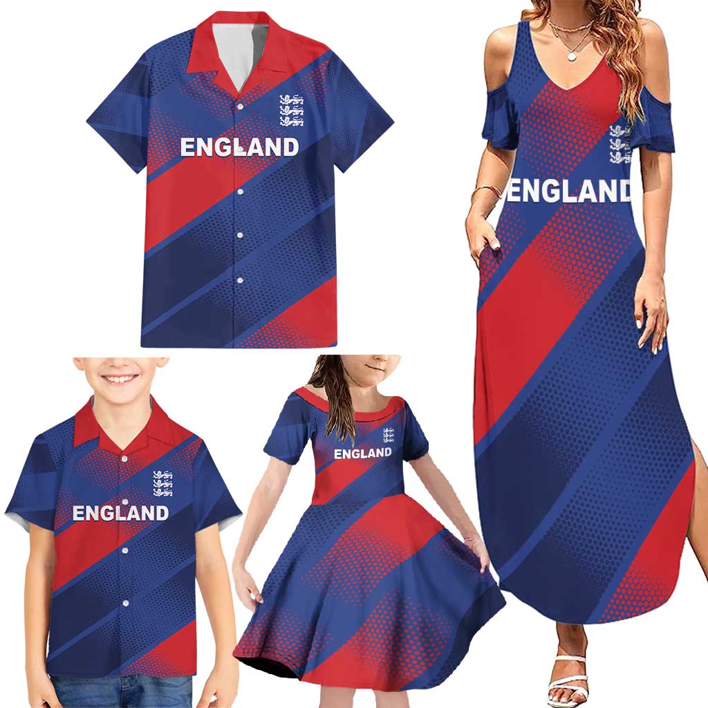 Custom England Cricket Family Matching Summer Maxi Dress and Hawaiian Shirt Come On Three Lions