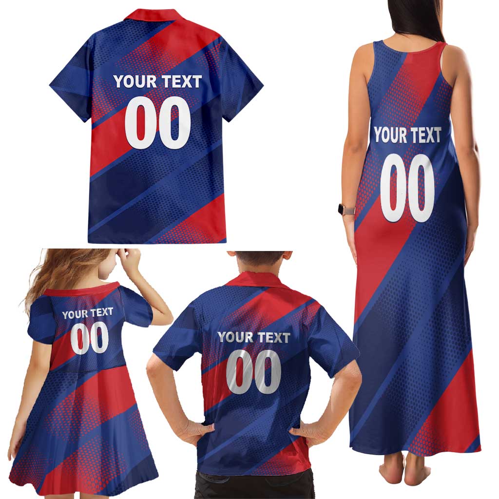 Custom England Cricket Family Matching Tank Maxi Dress and Hawaiian Shirt Come On Three Lions
