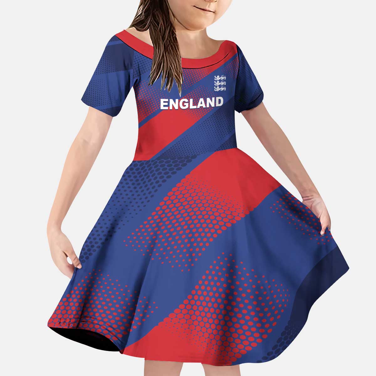 Custom England Cricket Kid Short Sleeve Dress Come On Three Lions