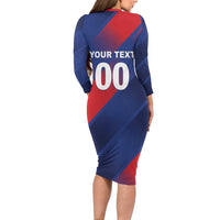 Custom England Cricket Long Sleeve Bodycon Dress Come On Three Lions