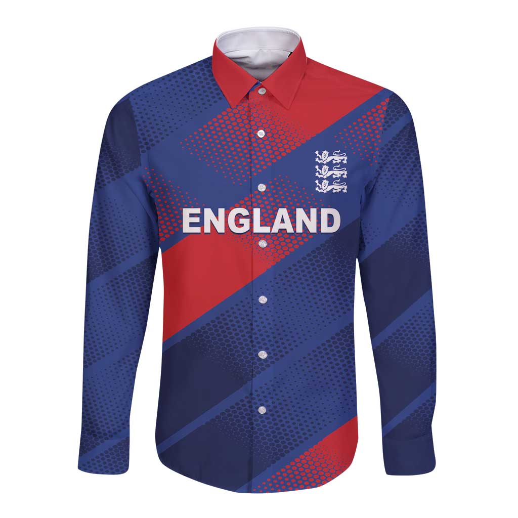 Custom England Cricket Long Sleeve Button Shirt Come On Three Lions