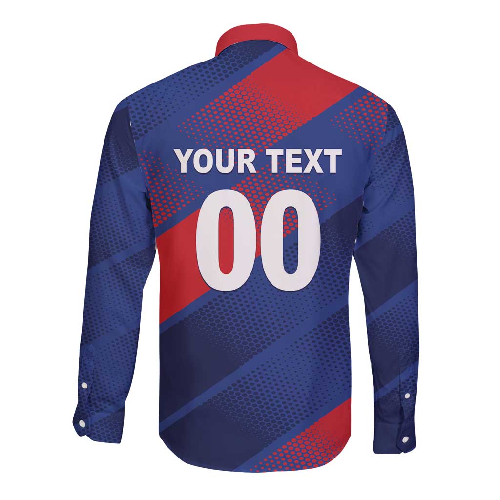 Custom England Cricket Long Sleeve Button Shirt Come On Three Lions