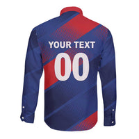 Custom England Cricket Long Sleeve Button Shirt Come On Three Lions