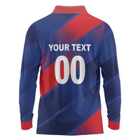 Custom England Cricket Long Sleeve Polo Shirt Come On Three Lions