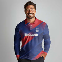 Custom England Cricket Long Sleeve Polo Shirt Come On Three Lions