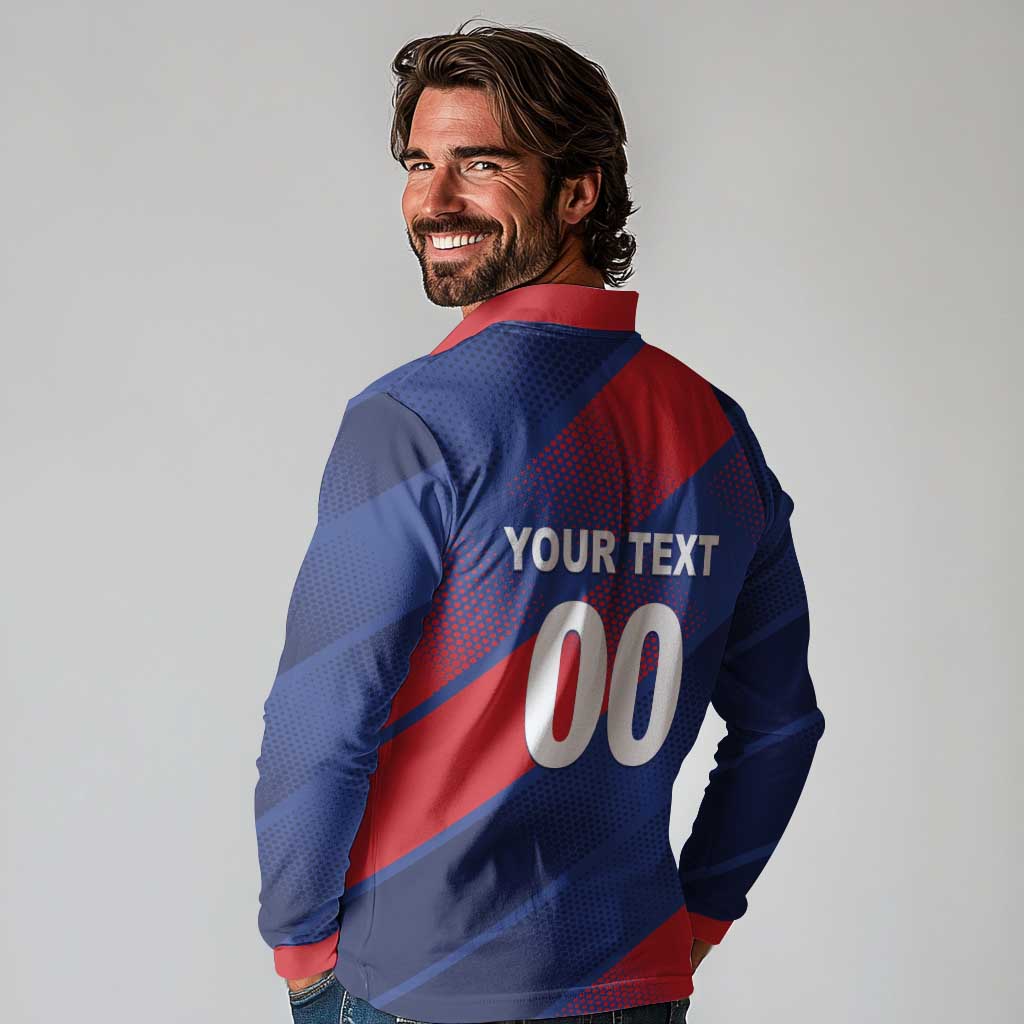 Custom England Cricket Long Sleeve Polo Shirt Come On Three Lions