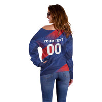 Custom England Cricket Off Shoulder Sweater Come On Three Lions