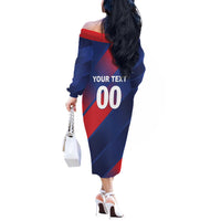 Custom England Cricket Off The Shoulder Long Sleeve Dress Come On Three Lions