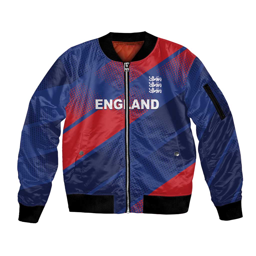 Custom England Cricket Sleeve Zip Bomber Jacket Come On Three Lions