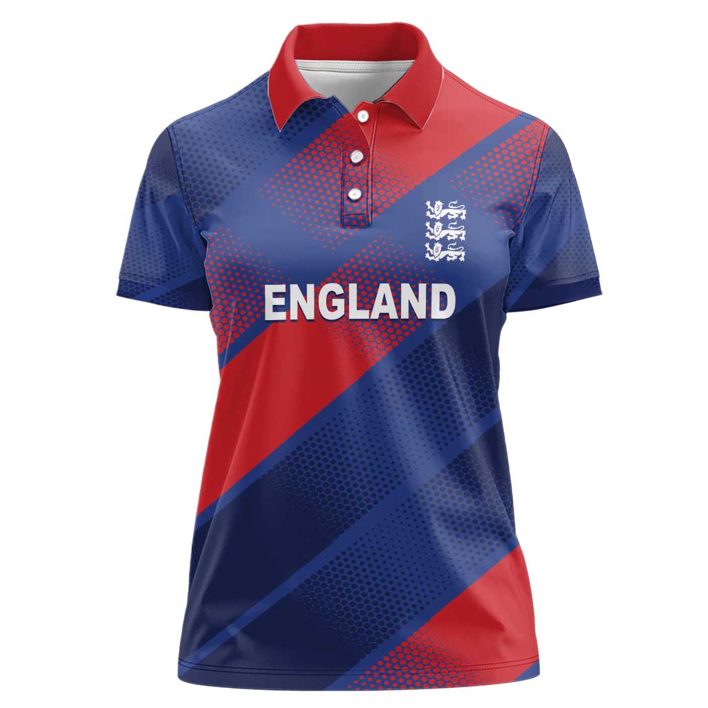 Custom England Cricket Women Polo Shirt Come On Three Lions