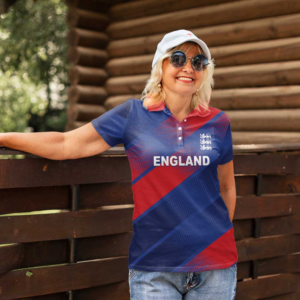 Custom England Cricket Women Polo Shirt Come On Three Lions