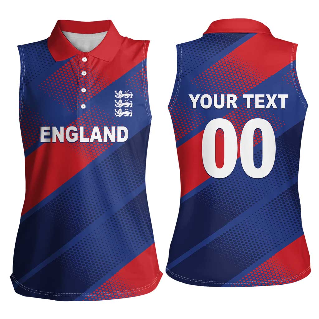 Custom England Cricket Women Sleeveless Polo Shirt Come On Three Lions