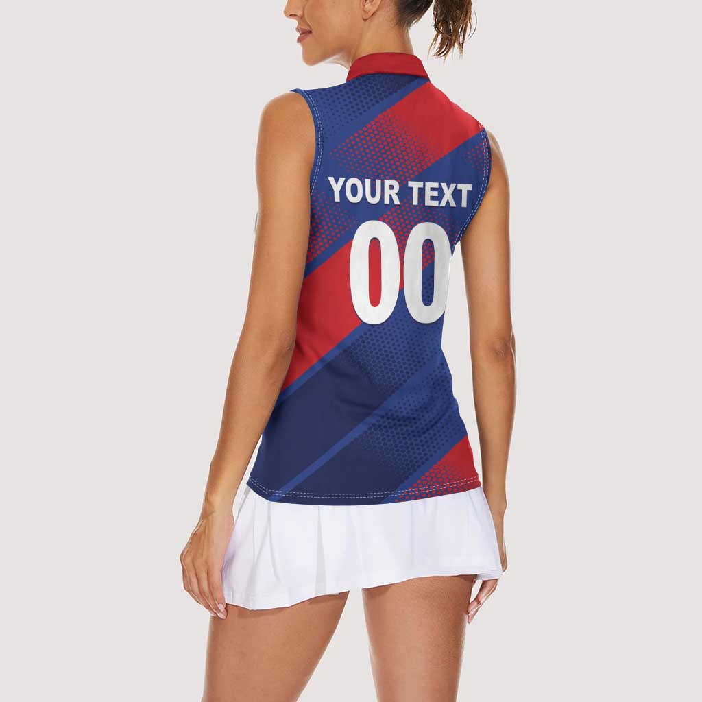 Custom England Cricket Women Sleeveless Polo Shirt Come On Three Lions