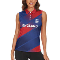 Custom England Cricket Women Sleeveless Polo Shirt Come On Three Lions
