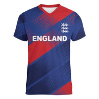 Custom England Cricket Women V-Neck T-Shirt Come On Three Lions