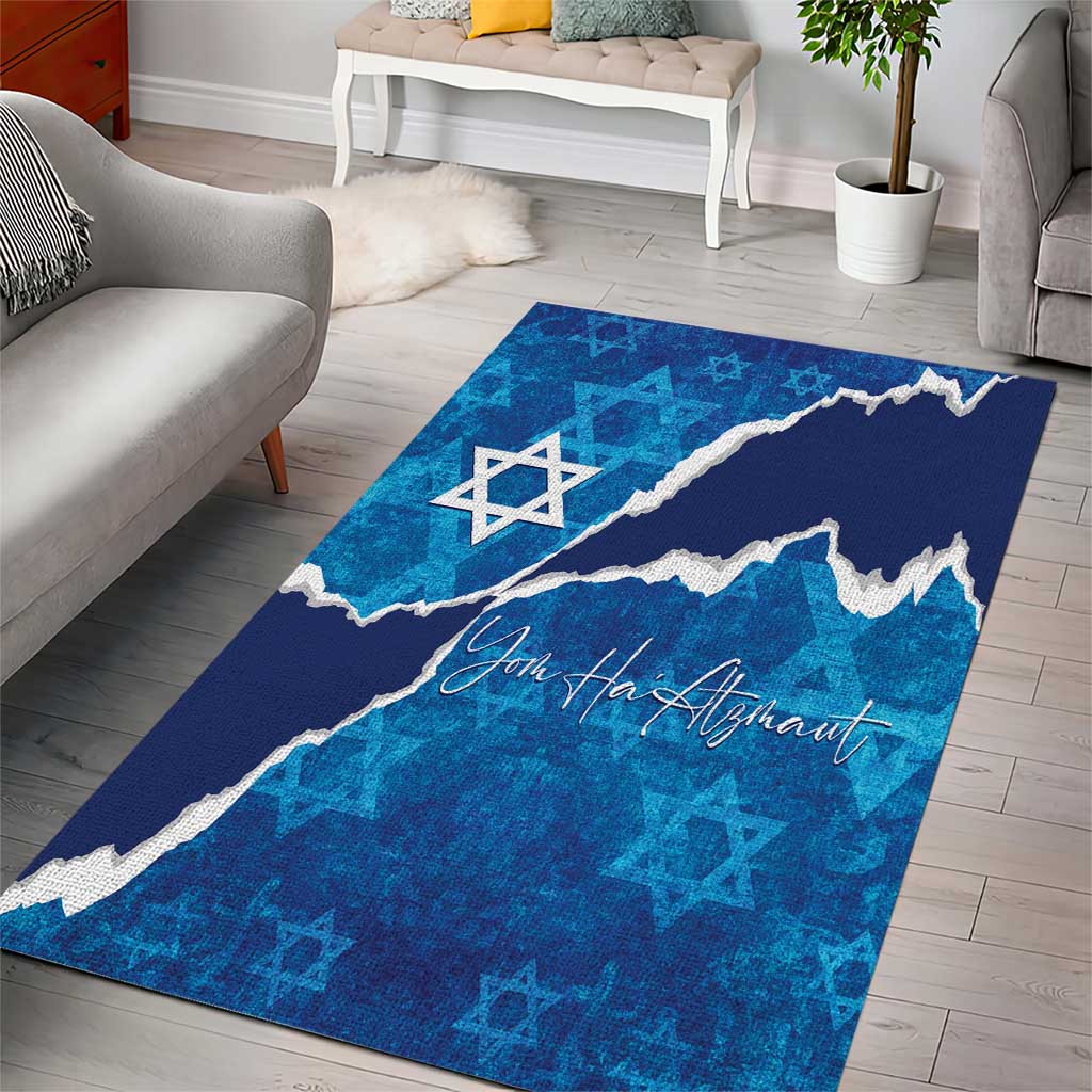 Israel Yom Ha'atzmaut Area Rug Star of David Grunge Style