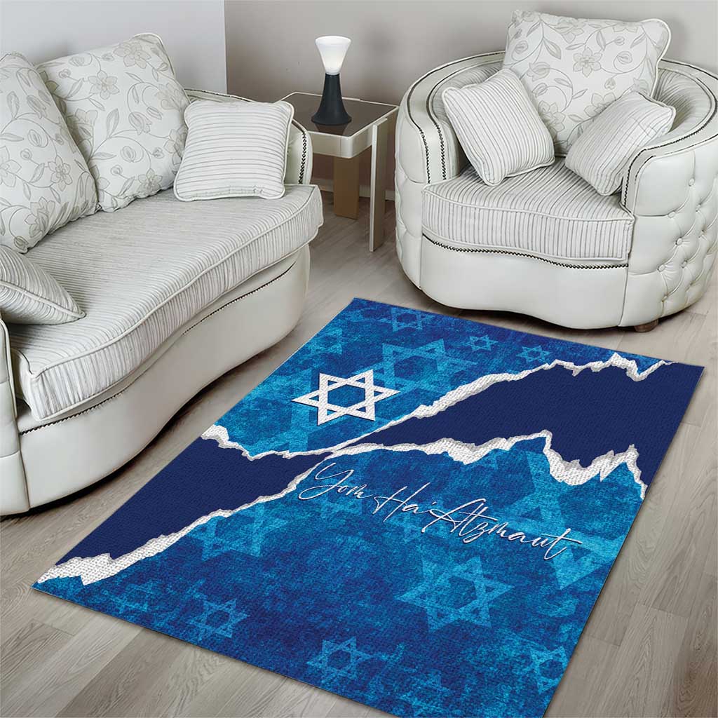 Israel Yom Ha'atzmaut Area Rug Star of David Grunge Style