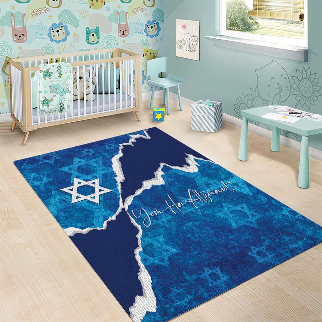 Israel Yom Ha'atzmaut Area Rug Star of David Grunge Style