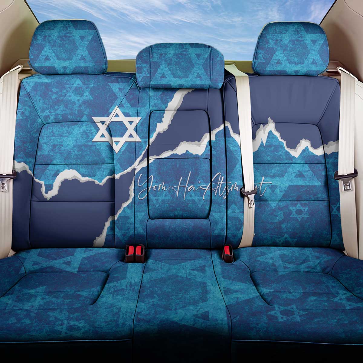 Israel Yom Ha'atzmaut Back Car Seat Cover Star of David Grunge Style