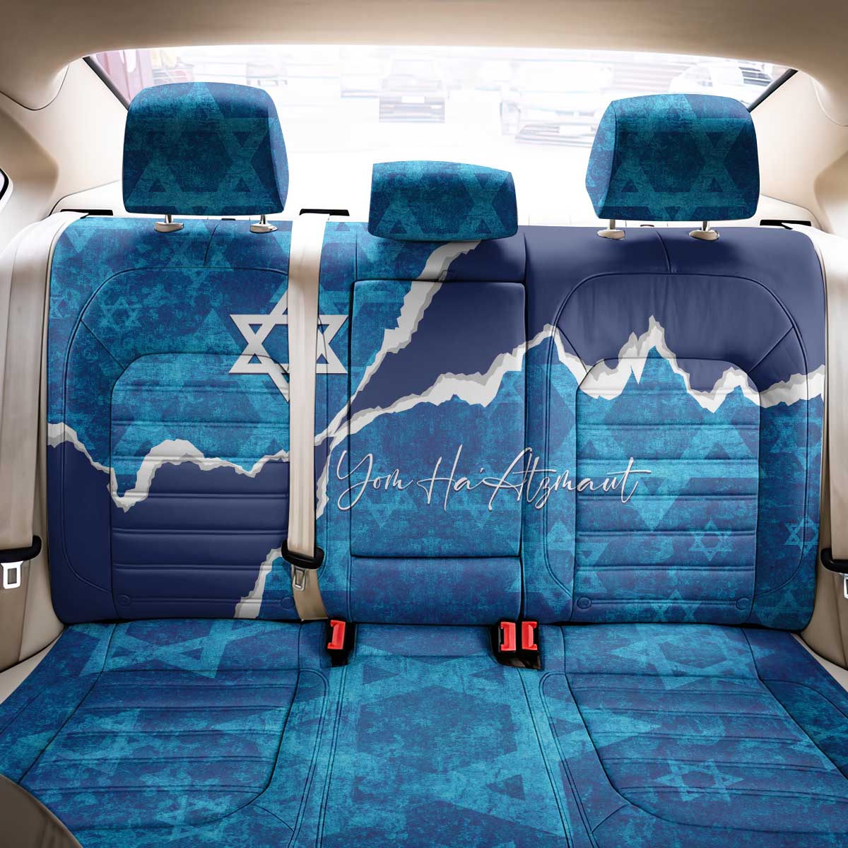 Israel Yom Ha'atzmaut Back Car Seat Cover Star of David Grunge Style