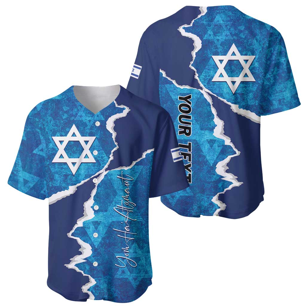 Personalized Israel Yom Ha'atzmaut Baseball Jersey Star of David Grunge Style