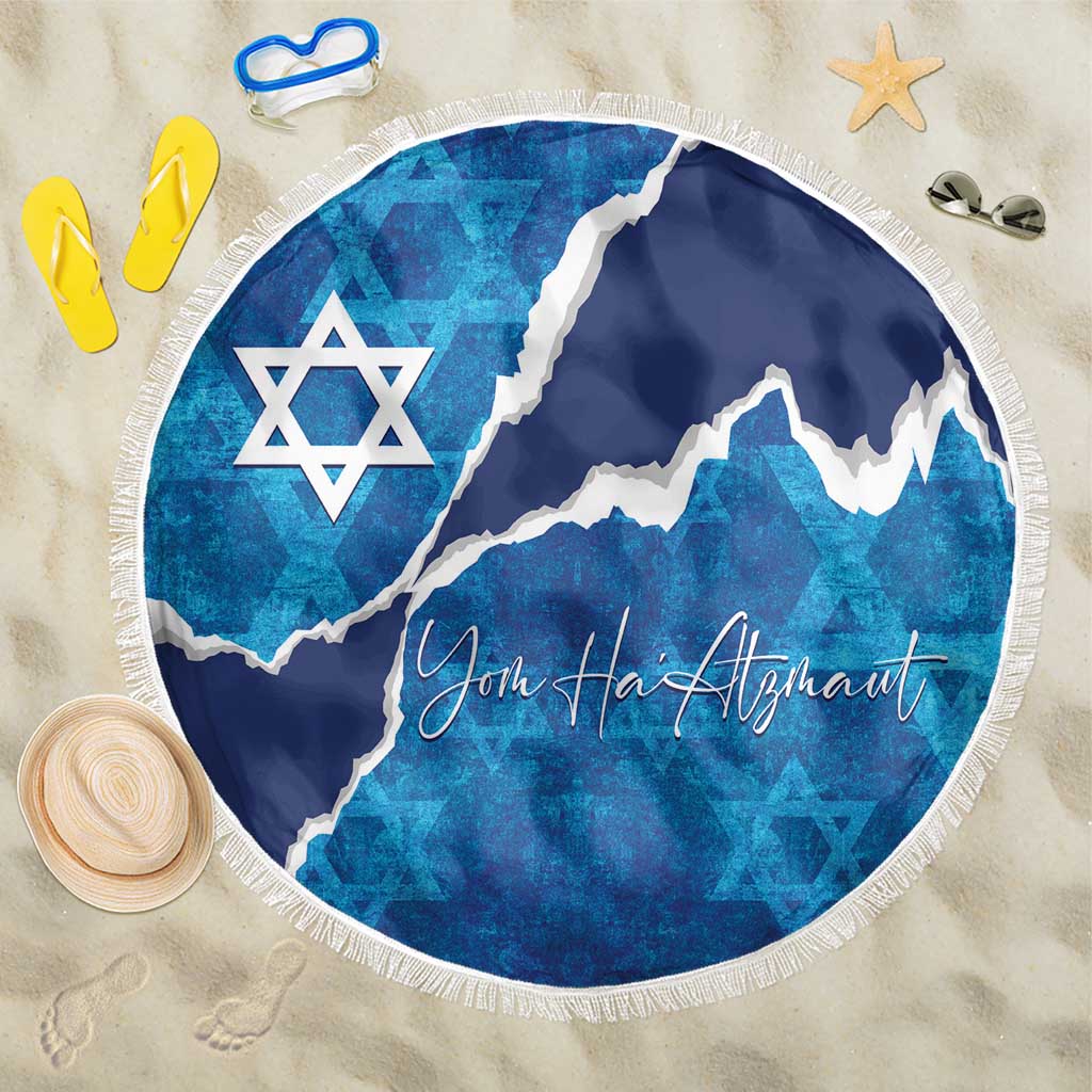 Israel Yom Ha'atzmaut Beach Blanket Star of David Grunge Style