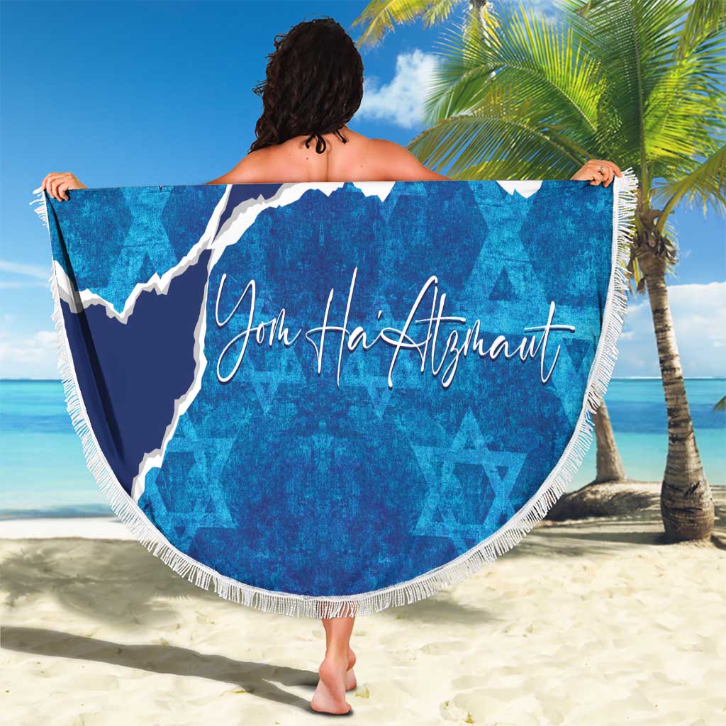 Israel Yom Ha'atzmaut Beach Blanket Star of David Grunge Style