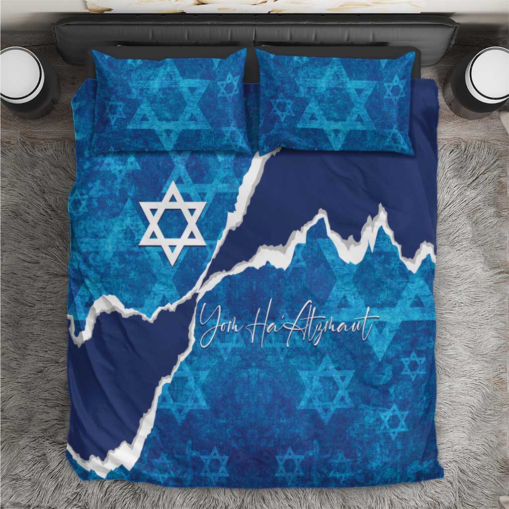 Israel Yom Ha'atzmaut Bedding Set Star of David Grunge Style