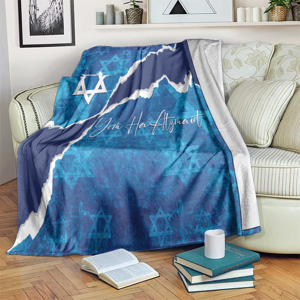 Israel Yom Ha'atzmaut Blanket Star of David Grunge Style