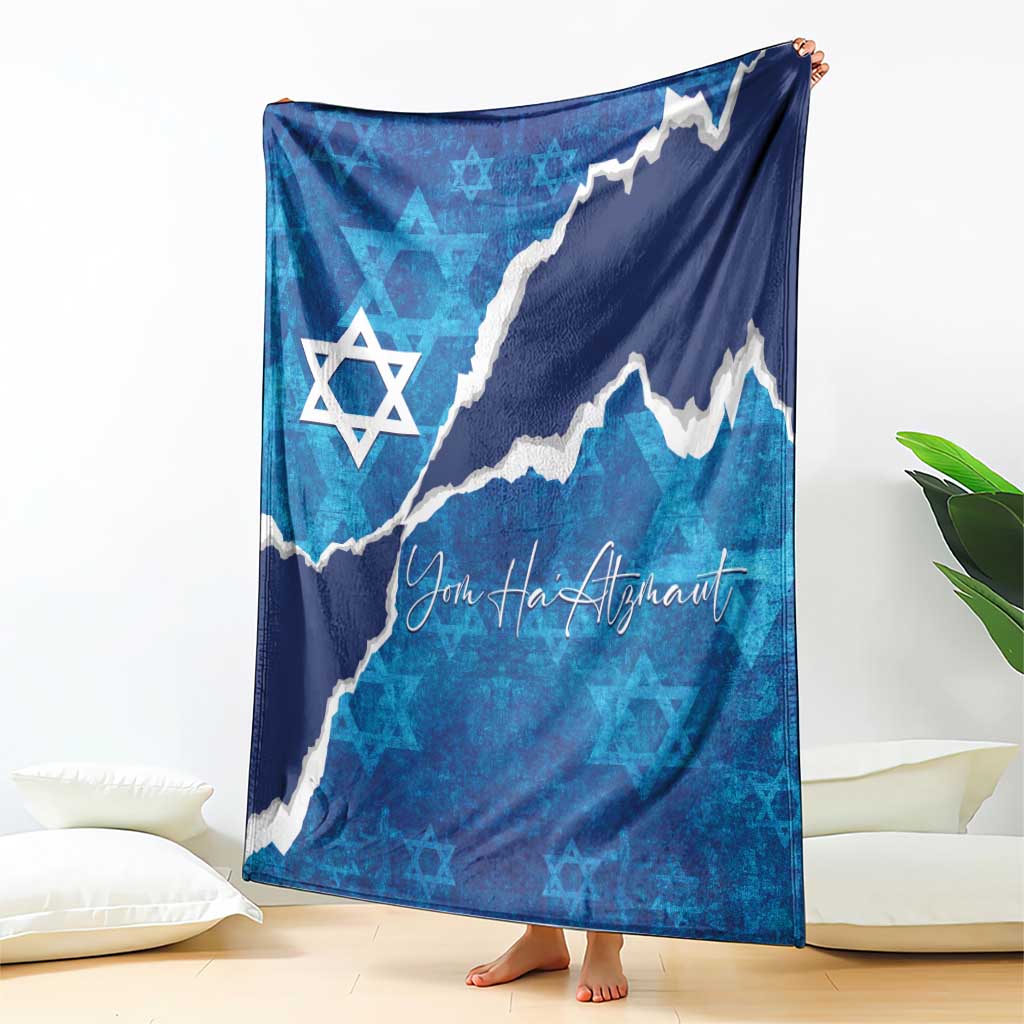 Israel Yom Ha'atzmaut Blanket Star of David Grunge Style