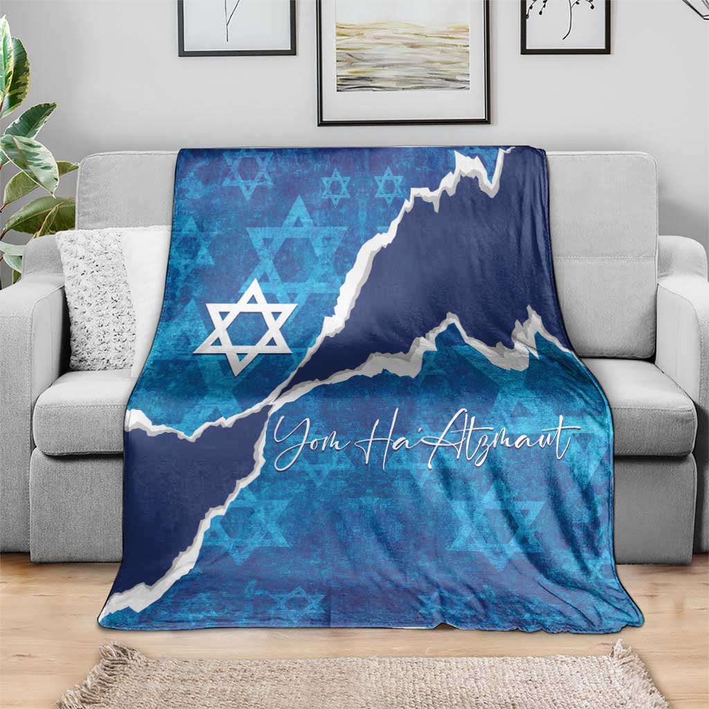 Israel Yom Ha'atzmaut Blanket Star of David Grunge Style